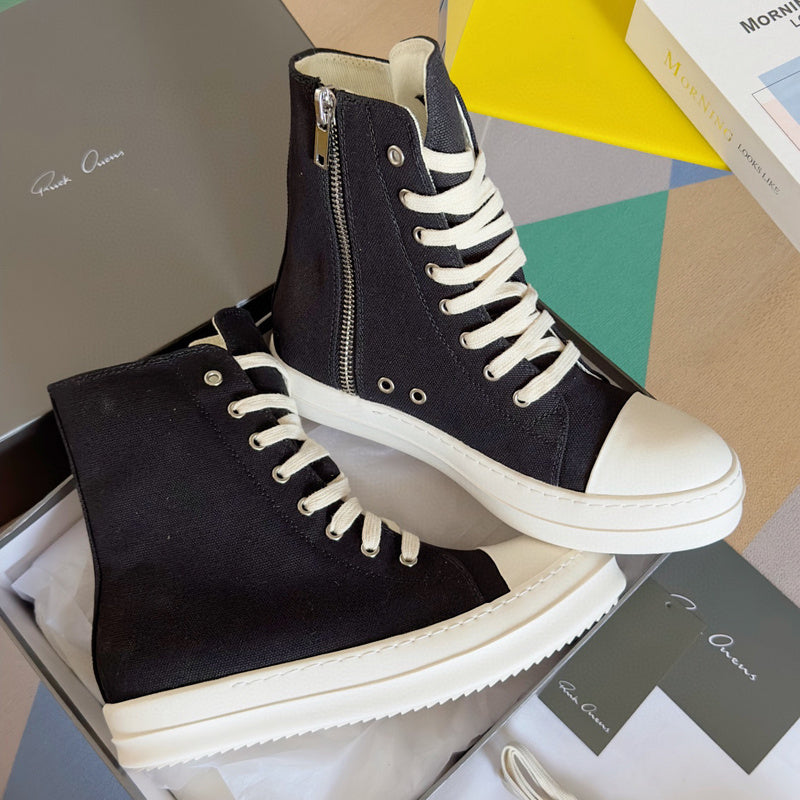 Rick Owens High-top Sneakers - Black Unisex Streetwear Limited Edition - **Rick Owens Black High-Top Sneakers: Bold Style and Premium Craftsmanship** Introducing the Rick Owens Black