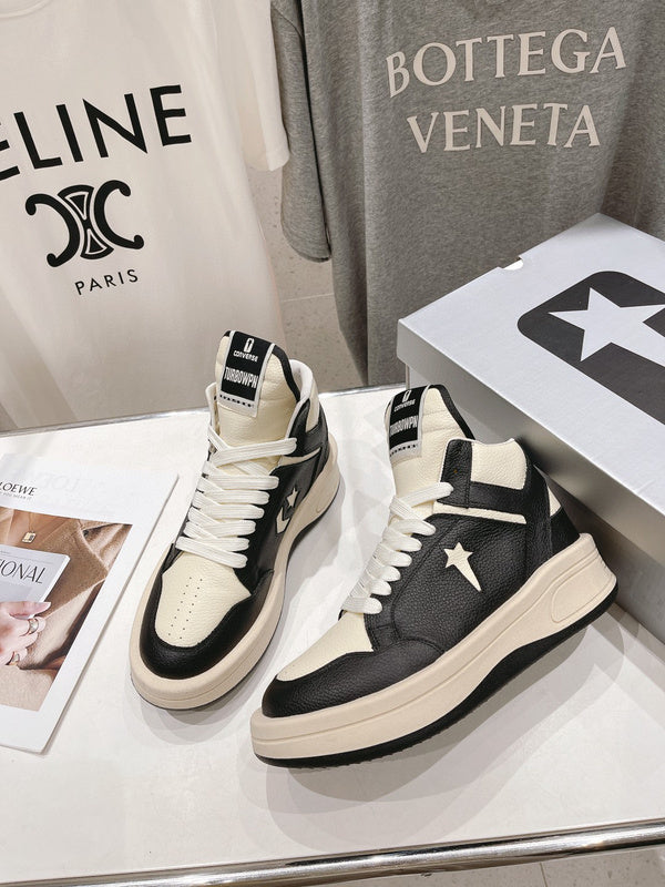 Rick Owens High-top Sneakers - Black Unisex Streetwear Limited Edition - **Rick Owens High-Top Sneakers: Dual-Tone Elegance and Craftsmanship** Step up your fashion game with Rick