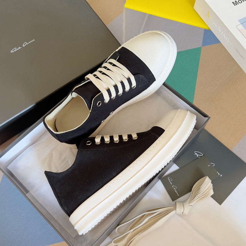 Rick Owens Low-top Sneakers - Black Unisex Streetwear Limited Edition - **Rick Owens Black Low-Top Sneakers: Timeless Elegance and Modern Craftsmanship** Introducing the Rick Owens Black