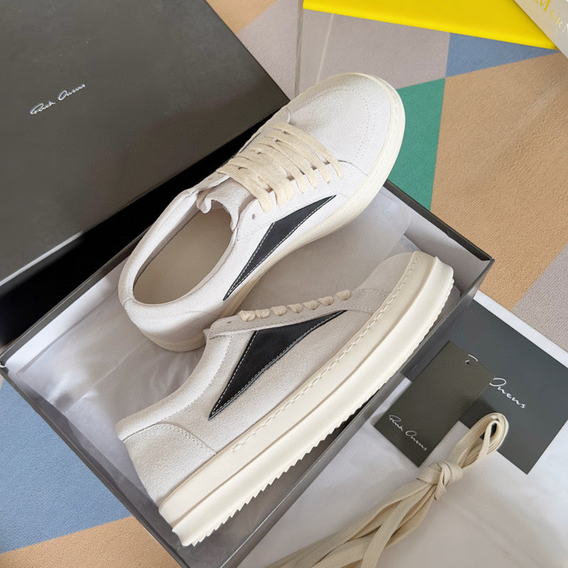 Rick Owens Suede Low-top Sneakers - White Unisex Streetwear Limited Edition - **Rick Owens White Suede Low-Top Sneakers: Timeless Elegance and Superior Craftsmanship** Introducing the Rick Owens