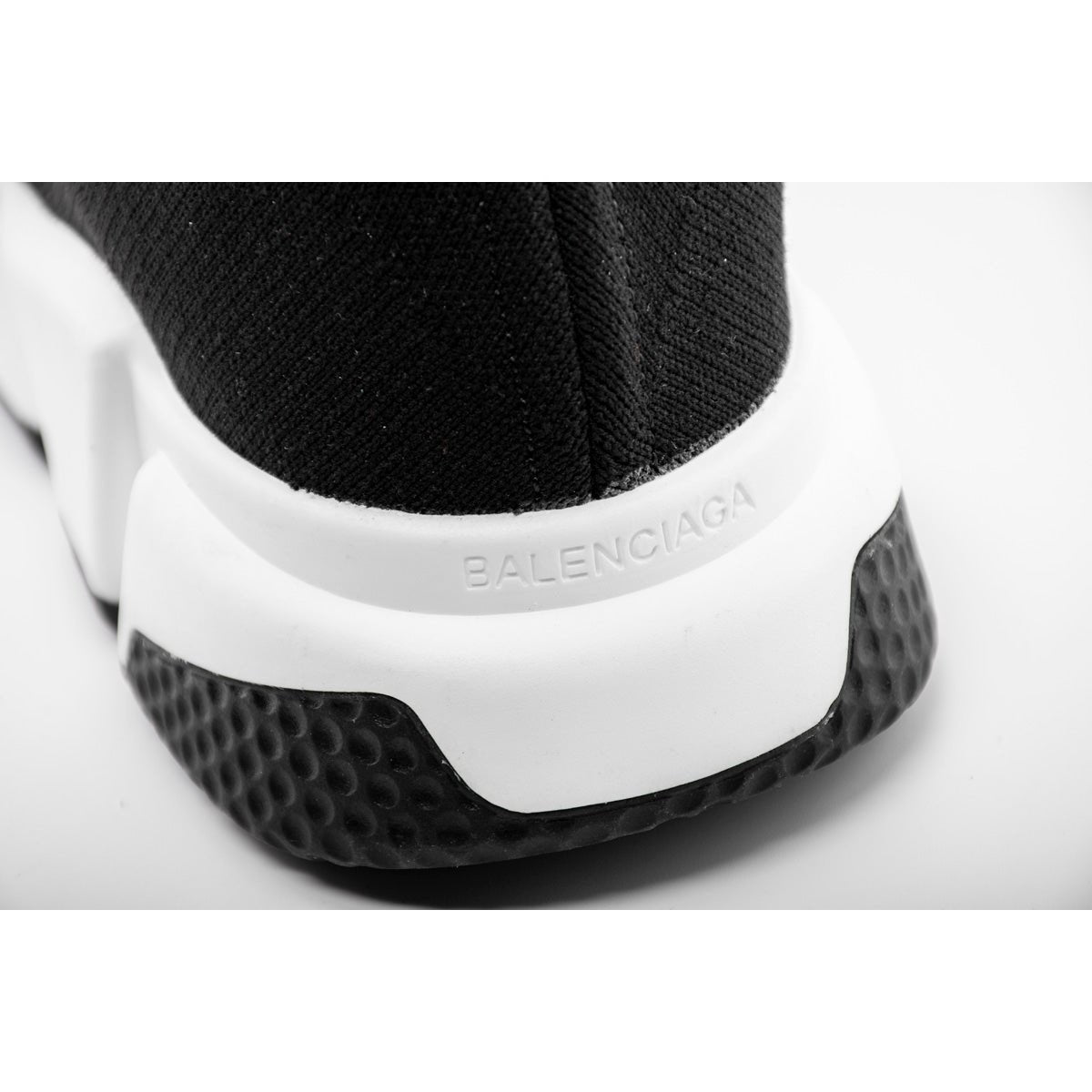 BALENCIAGA Speed Trainer - White - Black Unisex Streetwear Limited Edition - The Balenciaga Speed Trainer x Black White Black edition presents a striking monochromatic design that
