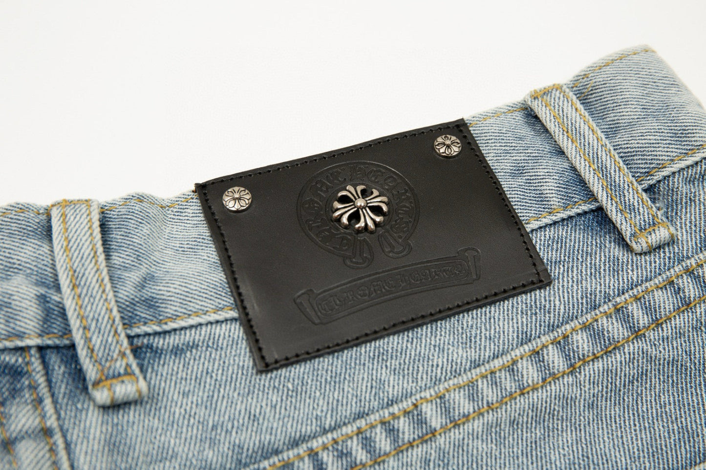 CHROME Hearts Cross Patch Jeans Vintage - Blue Unisex Streetwear Limited Edition