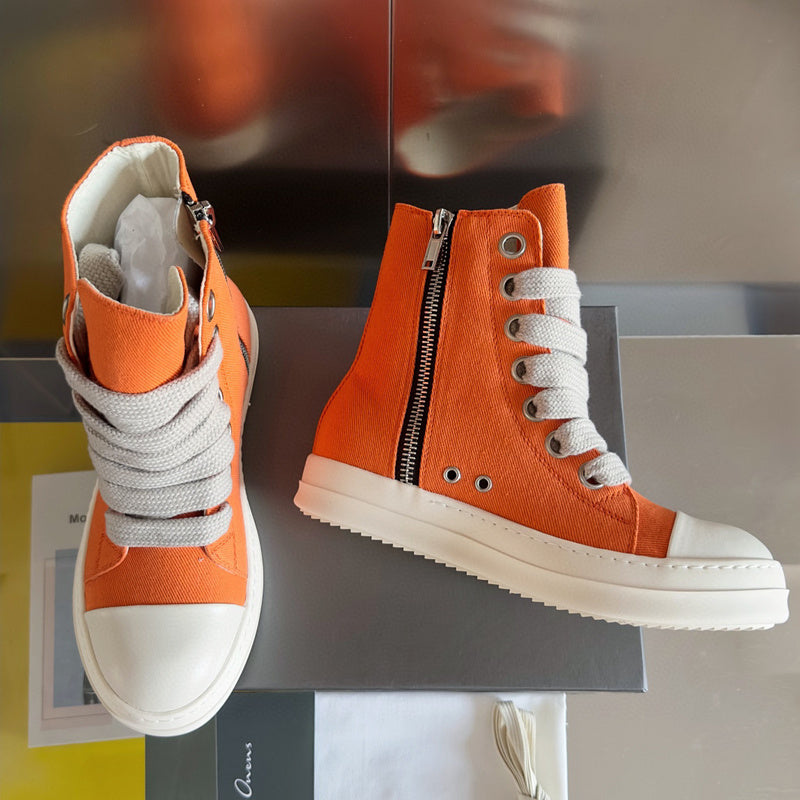 Rick Owens High-top Sneakers - Orange Unisex Streetwear Limited Edition - **Rick Owens Orange High-Top Sneakers: Vibrant Style Meets Premium Craftsmanship** Introducing the Rick Owens Orange