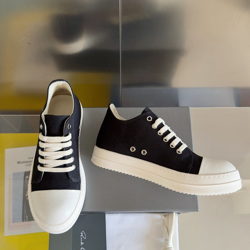 Rick Owens Low-top Sneakers - Black Unisex Streetwear Limited Edition - **Rick Owens Black Low-Top Sneakers: Timeless Elegance and Modern Craftsmanship** Introducing the Rick Owens Black