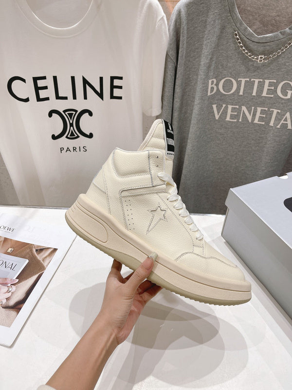 Rick Owens High-top Sneakers - Cream Unisex Streetwear Limited Edition - **Rick Owens Cream High-Top Sneakers: Elevate Your Style with Minimalist Elegance** Discover the perfect fusion