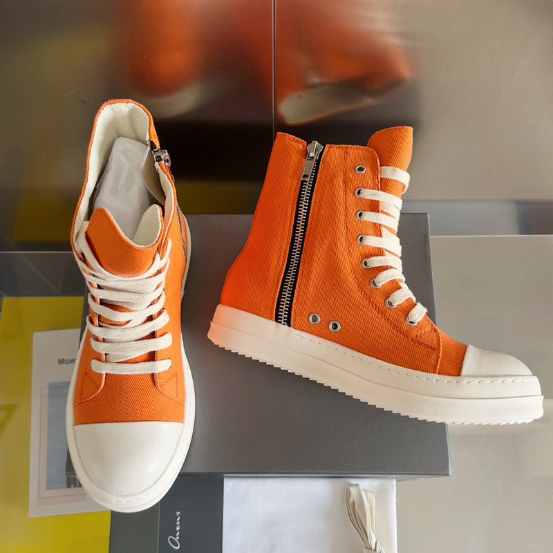Rick Owens High-top Sneakers - Orange Unisex Streetwear Limited Edition - **Rick Owens Orange High-Top Sneakers: Vibrant Style Meets Premium Craftsmanship** Introducing the Rick Owens Orange
