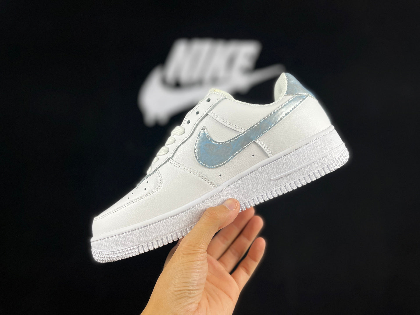 NIKE Air Force 1 Low 'white - Blue Iridescent Mist' Unisex Streetwear Limited Edition - **Nike Air Force 1 Low 'White/Blue Iridescent Mist'** The Nike Air Force 1 Low 'White/Blue