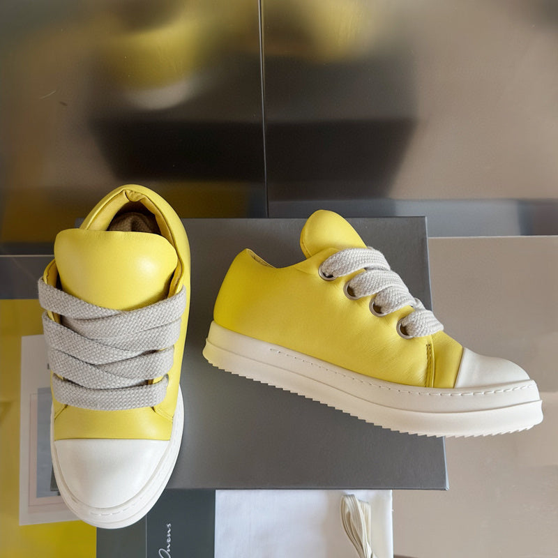 Rick Owens Low-top Sneakers - Yellow Unisex Streetwear Limited Edition - **Rick Owens Yellow Low-Top Sneakers: Bold Elegance and Superior Craftsmanship** Introducing the Rick Owens Yellow