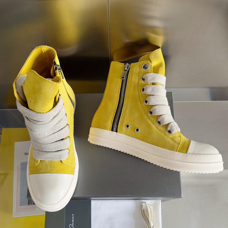 Rick Owens High-top Sneakers - Yellow Unisex Streetwear Limited Edition - **Rick Owens Yellow High-Top Sneakers: Vibrant Style Meets Premium Craftsmanship** Introducing the Rick Owens Yellow