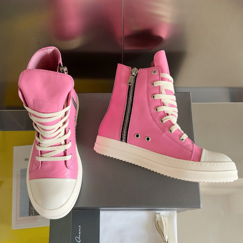 Rick Owens Hot High-top Sneakers - Pink Unisex Streetwear Limited Edition - **Rick Owens Hot Pink High-Top Sneakers: Bold Style and Premium Craftsmanship** Introducing the Rick Owens