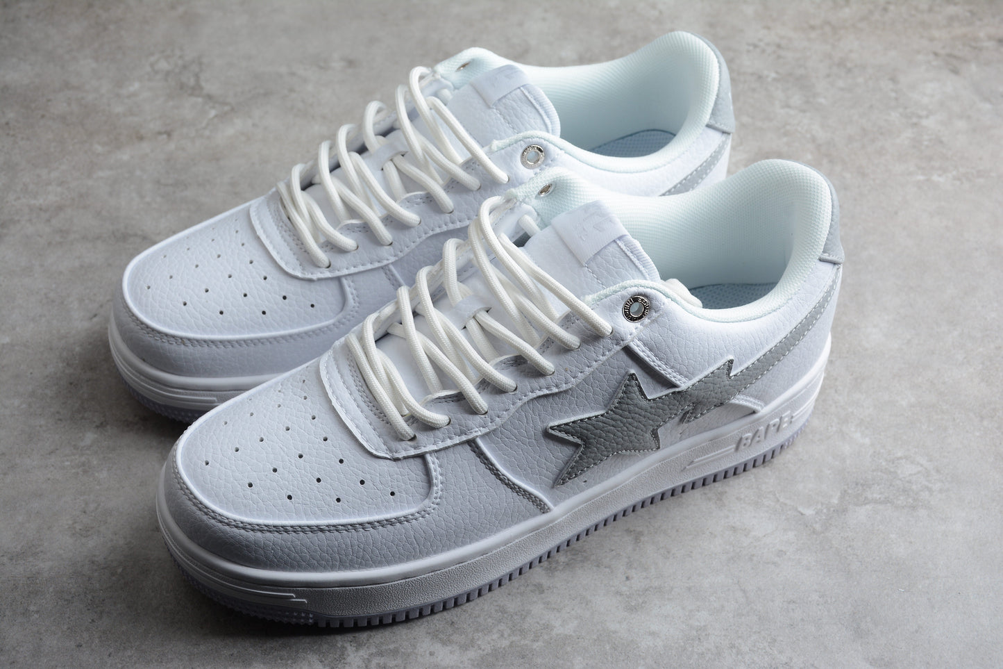 BAPE Sta Low-top Sneakers In And Gray - White Unisex Streetwear Limited Edition - **BAPE STA Low-Top Sneakers in White and Gray** Introducing the BAPE STA Low-Top Sneakers in
