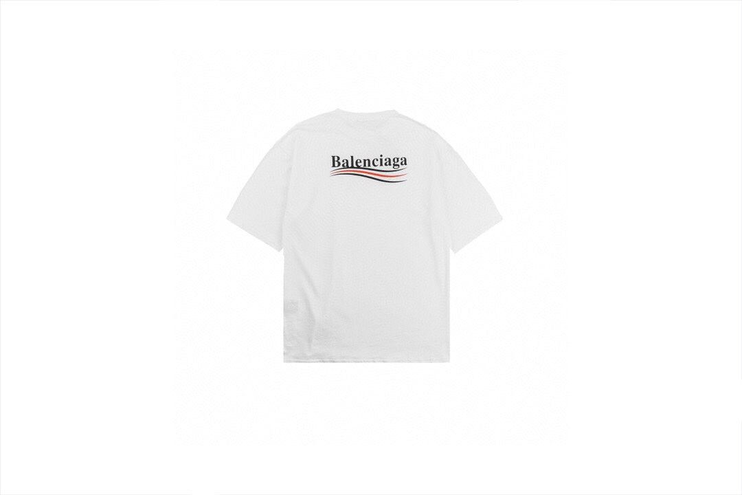 Balenciaga Wave Logo T-shirt (white) Unisex Streetwear Limited Edition - <p dir='ltr'><span>Classic white t-shirt featuring the iconic Balenciaga logo with wave accents in red