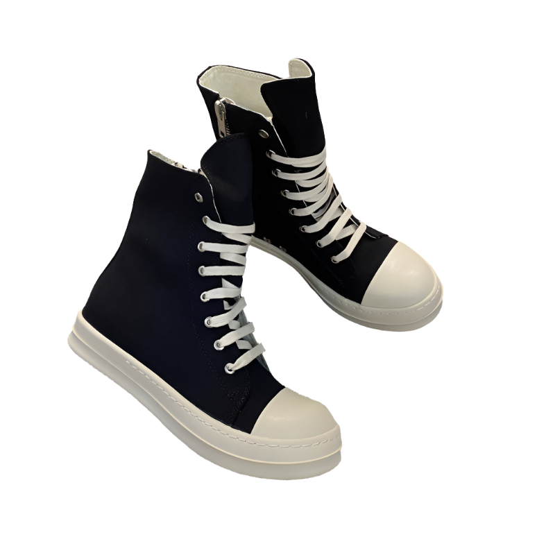 Rick Owens Canvas High-top Sneakers - And White - Black Unisex Streetwear Limited Edition - ### Rick Owens Canvas High-Top Sneakers - Black and White Introducing the Rick Owens Canvas