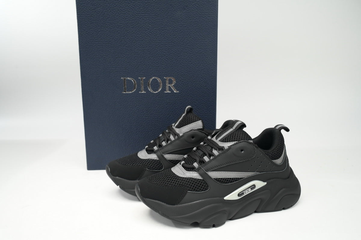 DIOR B22 Silver Sneakers - Black Unisex Streetwear Limited Edition
