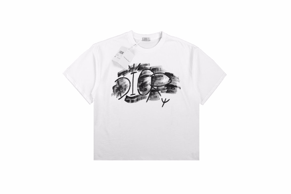 Dior T-shirt With Artistic Logo Design - Black Unisex Streetwear Limited Edition - <p dir='ltr'><span>This Dior t-shirt features an artistic logo design. It is white with black