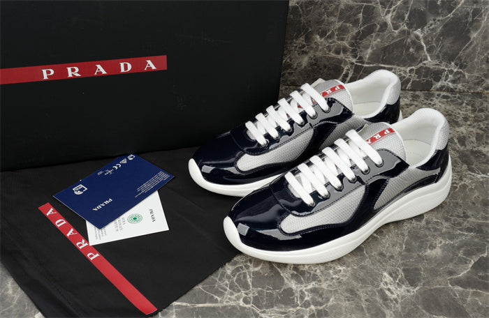 PRADA America's Cup Silver Sneakers - Navy Unisex Streetwear Limited Edition