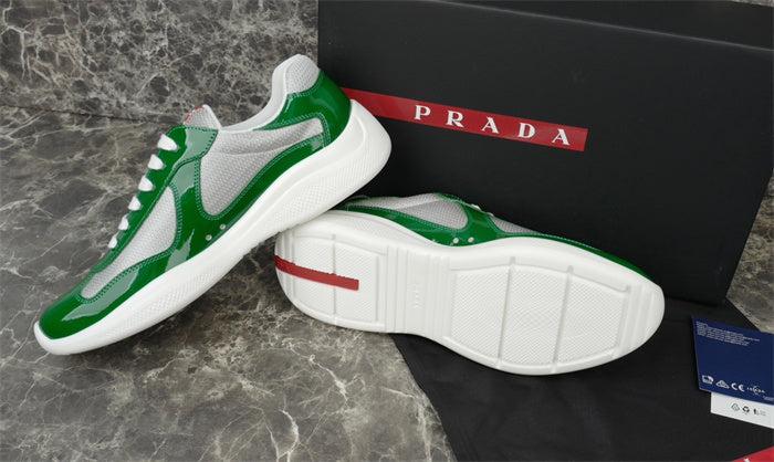 PRADA America's Cup Silver Sneakers - Green Unisex Streetwear Limited Edition