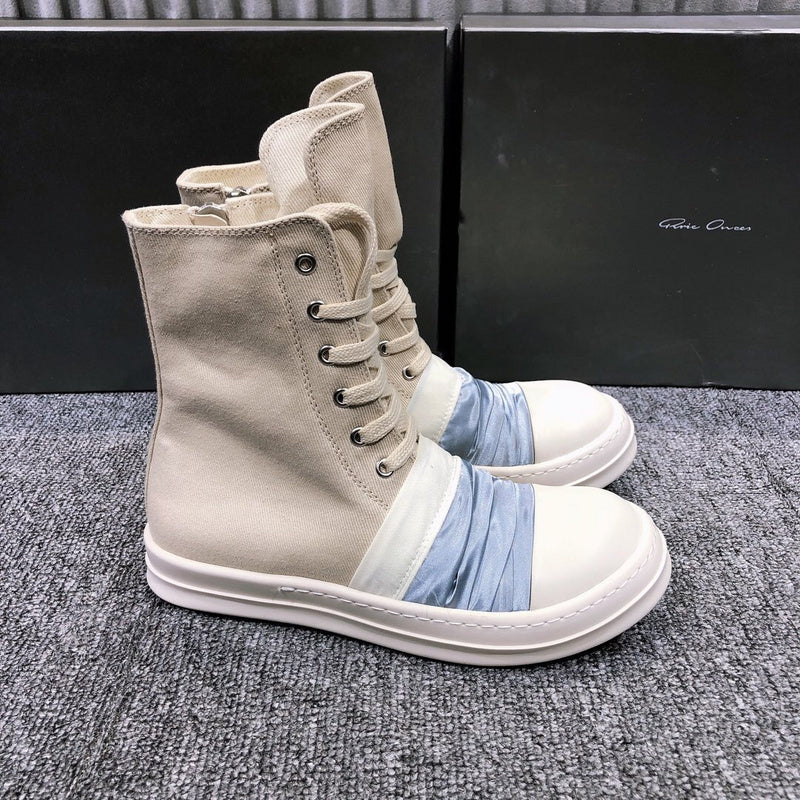 Rick Owens Lace-up Canvas Boots - White Unisex Streetwear Limited Edition - **Rick Owens Lace-Up Canvas Boots** Step up your fashion game with these avant-garde Rick Owens