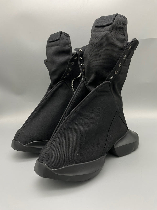 Rick Owens High-top Canvas Boots Jacket - Black Unisex Streetwear Limited Edition - **Rick Owens Black High-Top Canvas Boots: A Fusion of Avant-Garde Design and Functionality** Step into