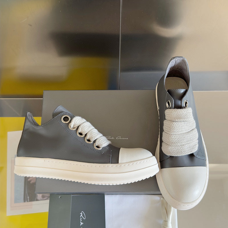 Rick Owens Low-top Sneakers - Gray Unisex Streetwear Limited Edition - **Rick Owens Gray Low-Top Sneakers: Modern Elegance and Superior Craftsmanship** Introducing the Rick Owens Gray