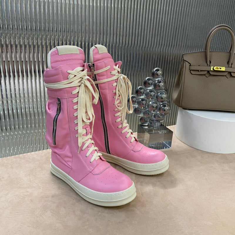 Rick Owens High-top Sneakers - And Cream - Pink Unisex Streetwear Limited Edition - ### Rick Owens High-Top Sneakers - Pink and Cream Introducing the Rick Owens High-Top Sneakers