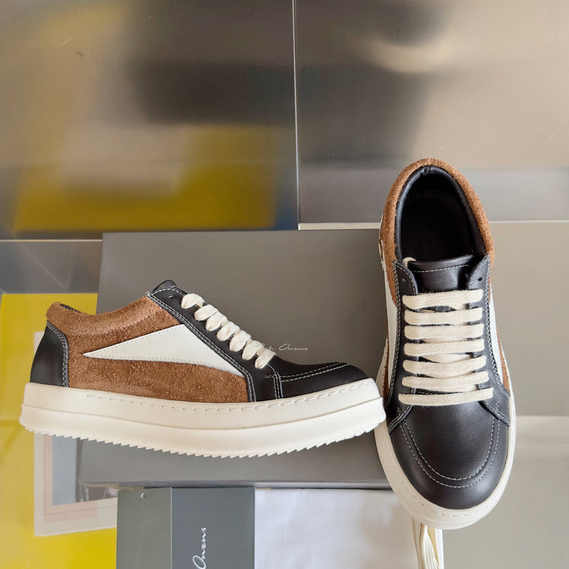 Rick Owens And Brown Low-top Sneakers - Black Unisex Streetwear Limited Edition - **Rick Owens Black and Brown Low-Top Sneakers: Timeless Elegance and Premium Craftsmanship** Introducing the Rick