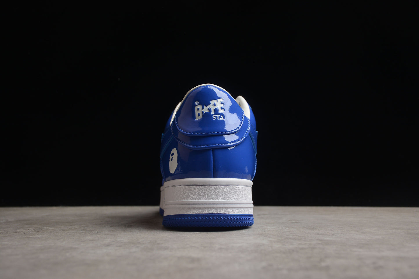 BAPE Sta Low-top Blue And Patent Leather Sneakers - White Unisex Streetwear Limited Edition - **BAPE STA Low-Top Blue and White Patent Leather Sneakers** Unleash your inner trendsetter with the