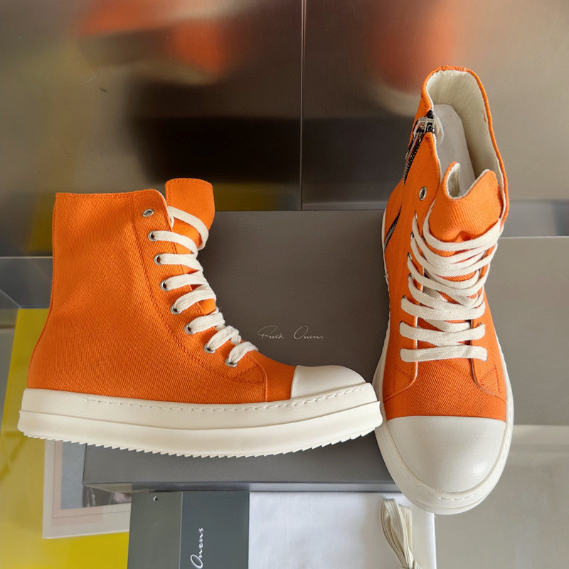 Rick Owens High-top Sneakers - Orange Unisex Streetwear Limited Edition - **Rick Owens Orange High-Top Sneakers: Vibrant Style Meets Premium Craftsmanship** Introducing the Rick Owens Orange