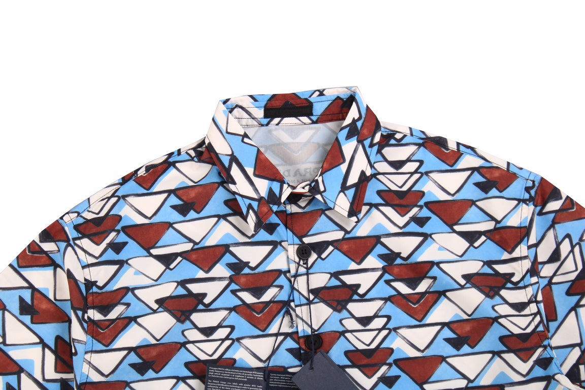 BALENCIAGA Patterned Short Sleeve Shirt Brown - Blue Unisex Streetwear Limited Edition - The BALENCIAGA PATTERNED SHORT SLEEVE SHIRT BLUE BROWN - REPLICA is the perfect fusion of
