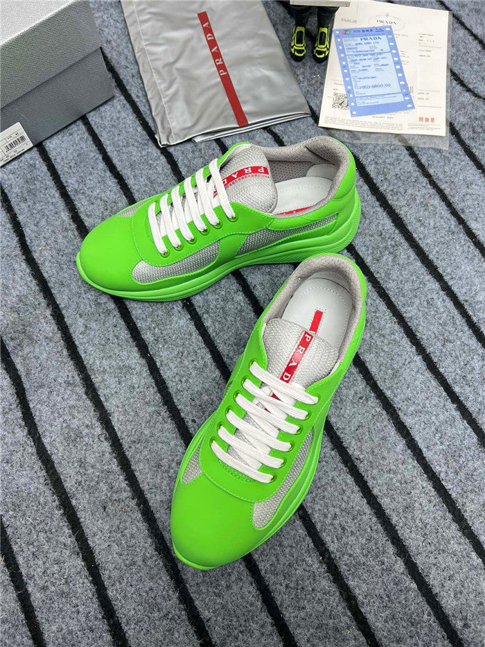 PRADA America's Cup Soft Rubber Apple Silver Sneakers - Green Unisex Streetwear Limited Edition