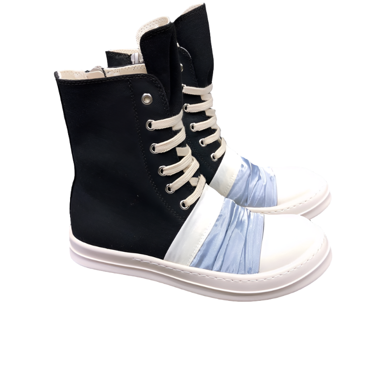 Rick Owens Canvas Boots With Ruched Fabric - Black Unisex Streetwear Limited Edition - **Rick Owens Black Canvas Boots with Ruched Fabric** Introducing the Rick Owens Black Canvas Boots