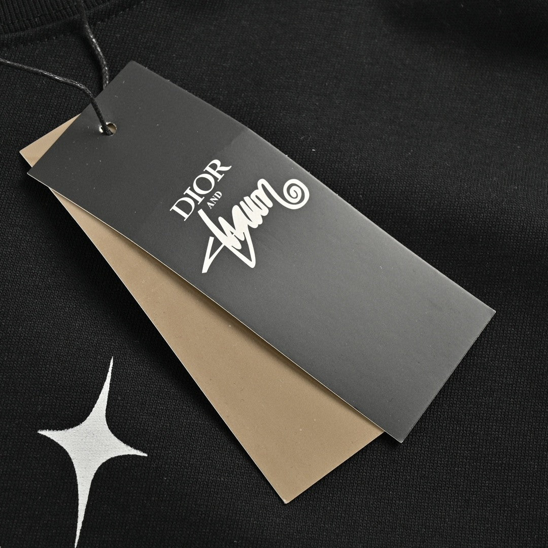 DIOR Star Graphic T-shirt - Black Unisex Streetwear Limited Edition
