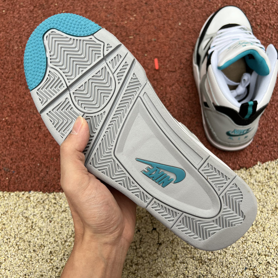 Jordan 13 Flight Mid Sneakers - Black Unisex Streetwear Limited Edition - The sneaker featured in the image is the Nike Air Flight 89 'White/Cool Grey/Aquamarine,' a