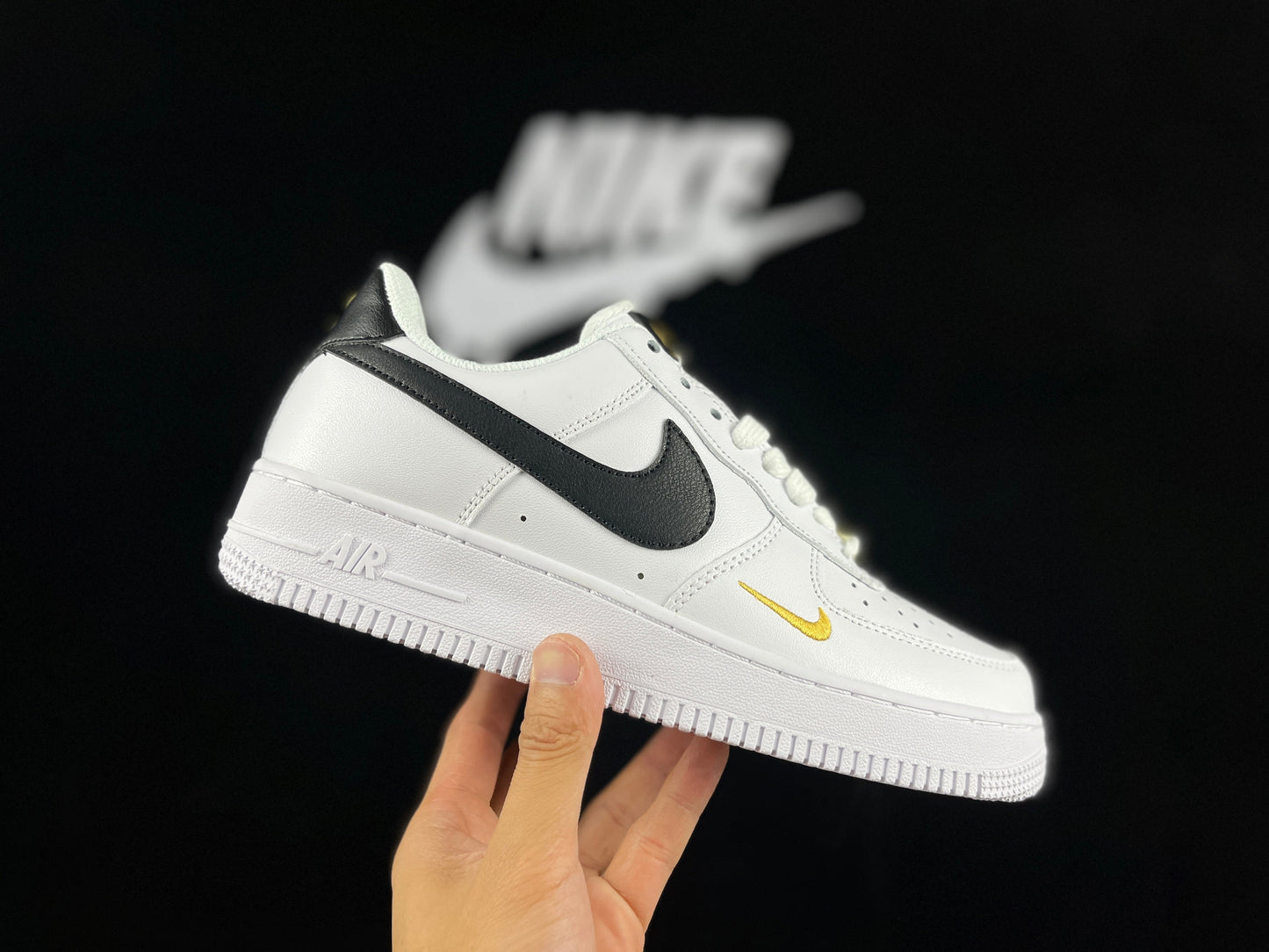 NIKE Air Force 1 'mini Swoosh White - Black' Unisex Streetwear Limited Edition - **Nike Air Force 1 'Mini Swoosh White/Black'** The Nike Air Force 1 'Mini Swoosh White/Black'