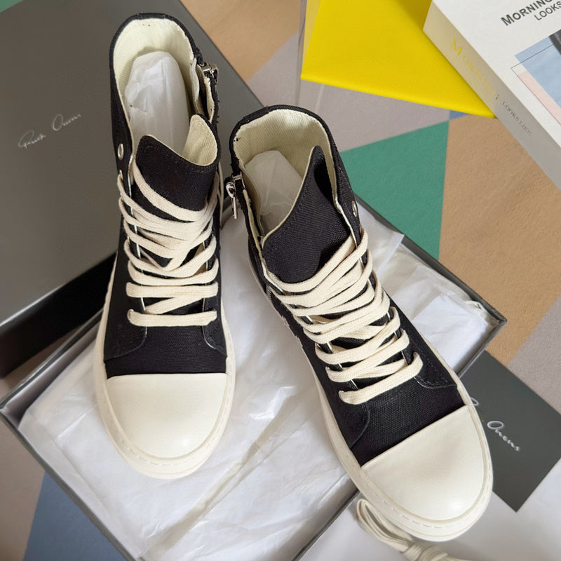 Rick Owens High-top Sneakers - Black Unisex Streetwear Limited Edition - **Rick Owens Black High-Top Sneakers: Bold Style and Premium Craftsmanship** Introducing the Rick Owens Black