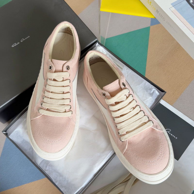 Rick Owens Canvas Low-top Sneakers - Pink Unisex Streetwear Limited Edition - **Rick Owens Pink Canvas Low-Top Sneakers: Soft Elegance and Superior Craftsmanship** Introducing the Rick Owens