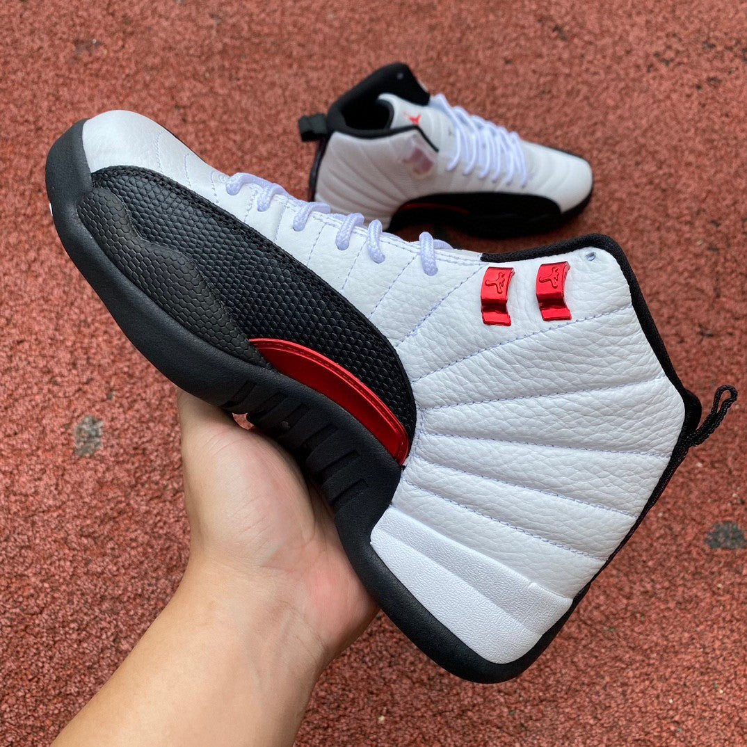 Jordan 12 Retro 'white - - Red' Sneakers - Black Unisex Streetwear Limited Edition - **Product Description: Air Jordan 12 Retro 'White/Black/Red'** The Air Jordan 12 Retro 'White/Black/Red' is a