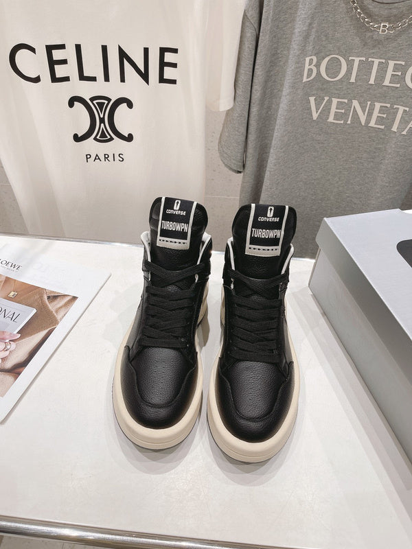 Rick Owens And White High-top Sneakers - Black Unisex Streetwear Limited Edition - **Rick Owens High-Top Sneakers: Modern Luxury with an Edge** Introducing the Rick Owens High-Top Sneakers,