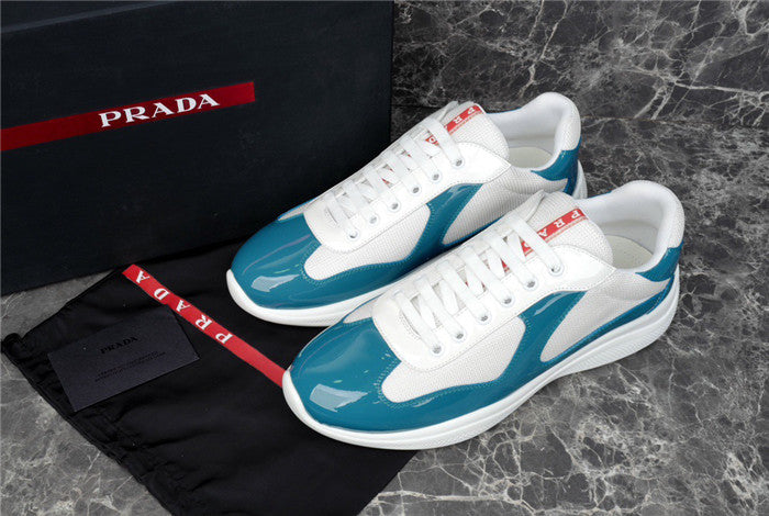 PRADA America's Cup Blue Sneakers - White Unisex Streetwear Limited Edition
