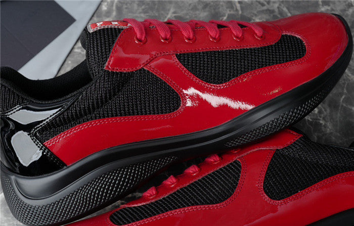 PRADA America's Cup Red Sneakers - Black Unisex Streetwear Limited Edition
