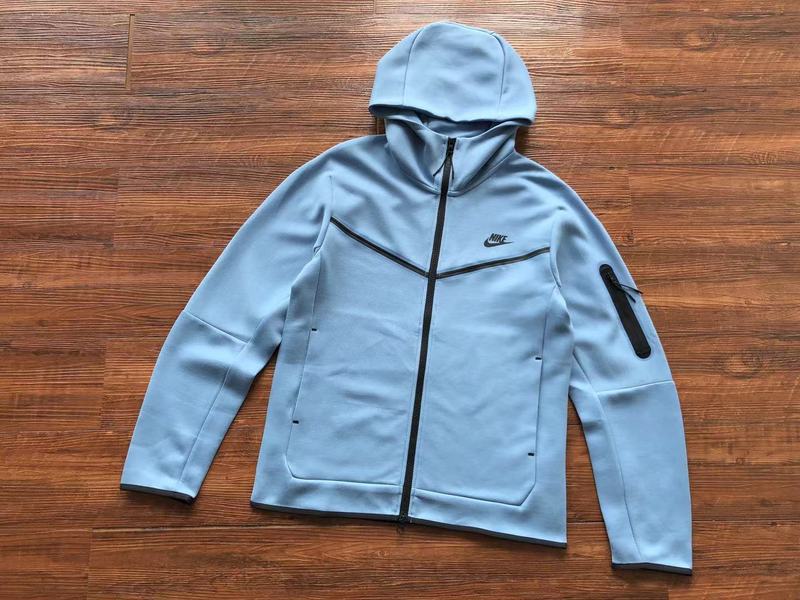 NIKE Tech Fleece Hoodie - Light - Blue Unisex Streetwear Limited Edition - The NIKE TECH FLEECE HOODIE LIGHT BLUE - REPLICA delivers modern sportswear innovation with a
