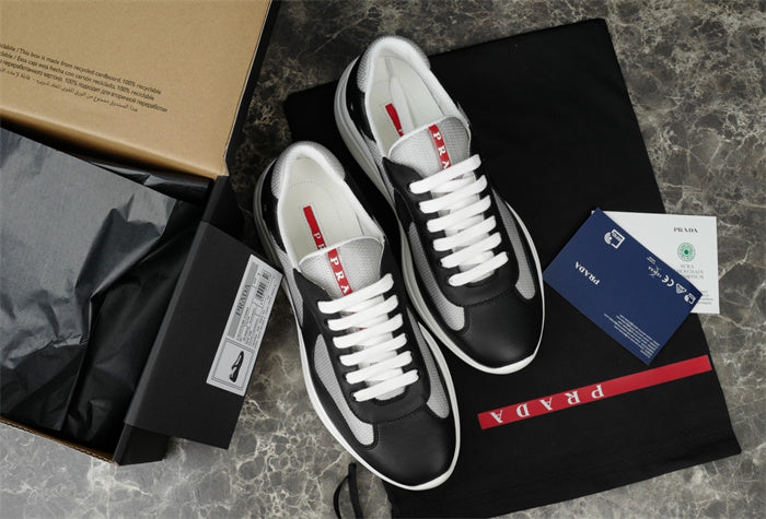 PRADA America's Cup Silver Sneakers - Black Unisex Streetwear Limited Edition