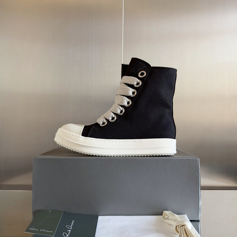 Rick Owens Drkshdw Ramones High-top Sneakers - Black Unisex Streetwear Limited Edition - Introducing the Rick Owens DRKSHDW Ramones High-Top Sneakers, a perfect blend of avant-garde design and
