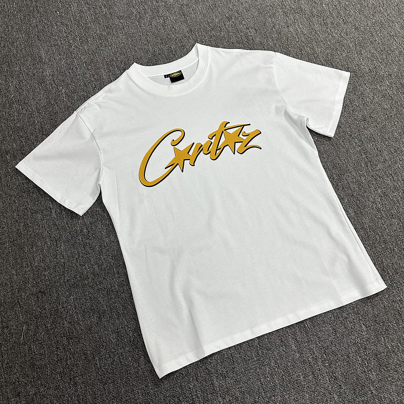 CORTEIZ Allstarz Tee Gold T-Shirt - White Unisex Streetwear Limited Edition - The CORTEIZ ALLSTARZ TEE WHITE GOLD - REPLICA is the perfect blend of minimalist elegance