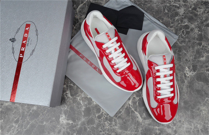PRADA America's Cup Silver Sneakers - Red Unisex Streetwear Limited Edition