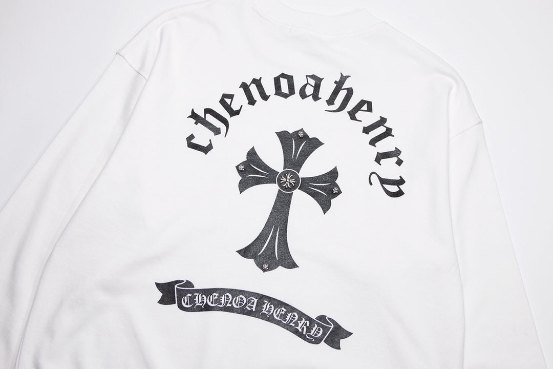 CHROME Hearts Cross Sweatshirt White - Black Unisex Streetwear Limited Edition