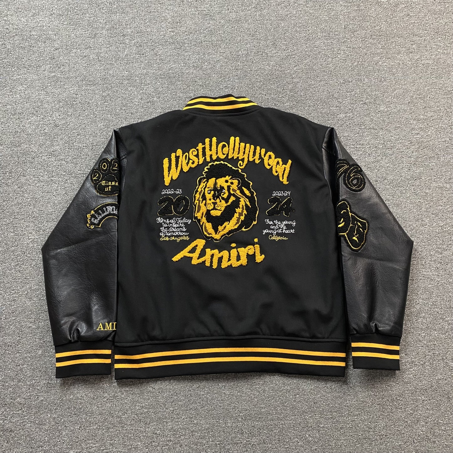 AMIRI Lion Varsity Jacket - Red Unisex Streetwear Limited Edition - The AMIRI LION VARSITY JACKET - REPLICA embodies luxury streetwear with a rebellious edge ,