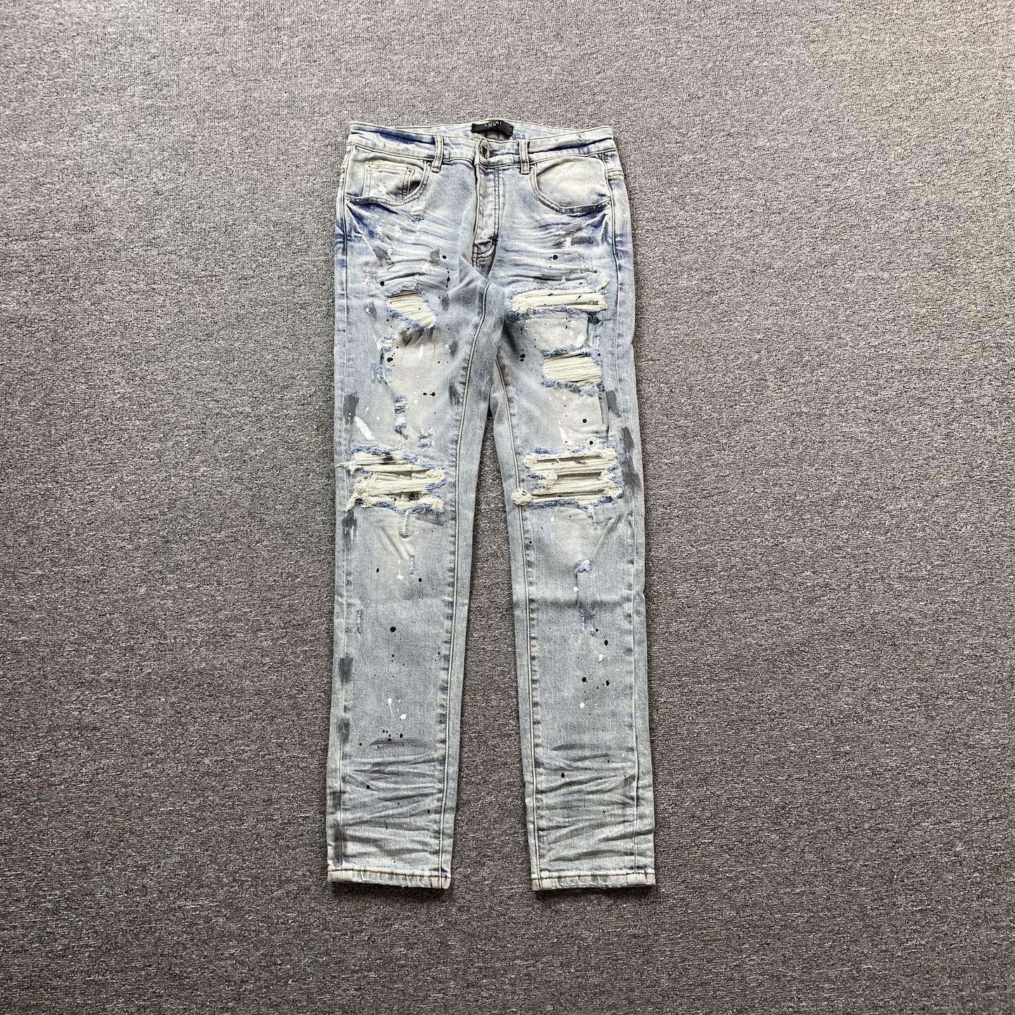 AMIRI M - 1 Painter Jeans Hoodie - Blue Unisex Streetwear Limited Edition - The AMIRI MX1 PAINTER JEANS BLUE - REPLICA combine luxury craftsmanship with raw streetwear aesthetics