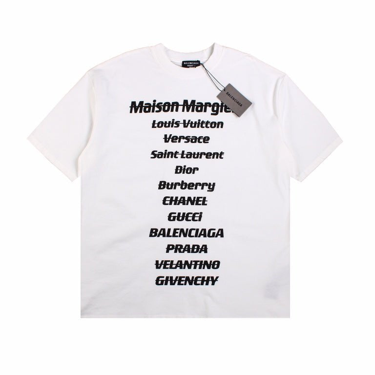 BALENCIAGA Designer Names T-shirt - White Unisex Streetwear Limited Edition - The BALENCIAGA DESIGNER NAMES T-SHIRT WHITE - REPLICA is a modern tribute to luxury fashion