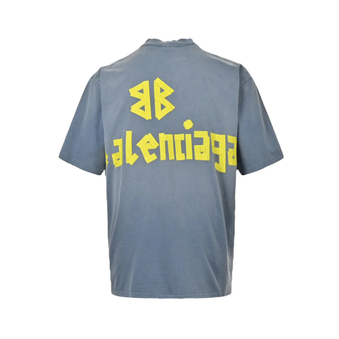 BALENCIAGA Vintage Logo T-shirt - Blue Unisex Streetwear Limited Edition